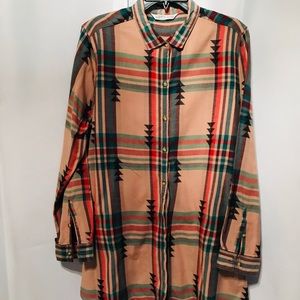 Woolrich Women Aztec Khaki Plaid Long Sleeve Shirt